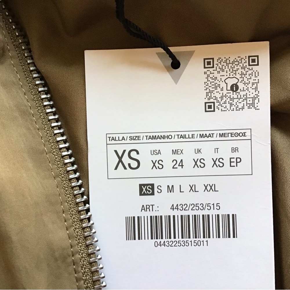 ZARA Bomber Jacket Dress Tan Zip Up Front Size XS - Picture 9 of 12
